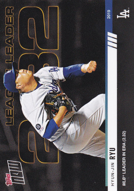 2019 TOPPS NOW #932 HYUN-JIN RYU LEADER IN ERA LOS ANGELES DODGERS