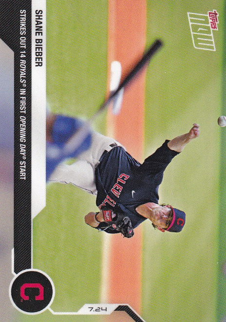 2020 TOPPS NOW #8 SHANE BIEBER CLEVELAND INDIANS