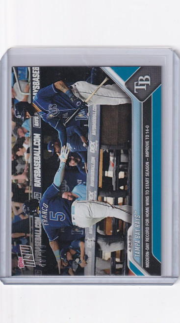 2023 TOPPS NOW PARALLEL #177 TAMPA BAY RAYS 14-0 AT HOME 48/49