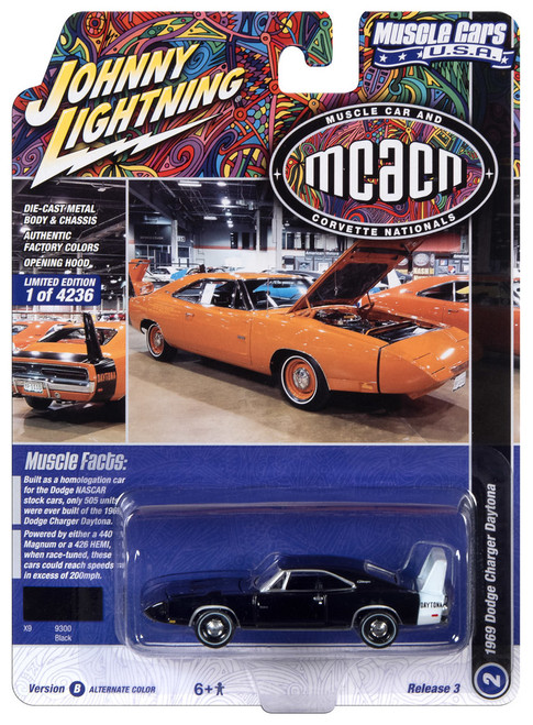 Johnny Lightning JLMC031 Muscle Car VER B 1969 Dodge Charger Daytona Black