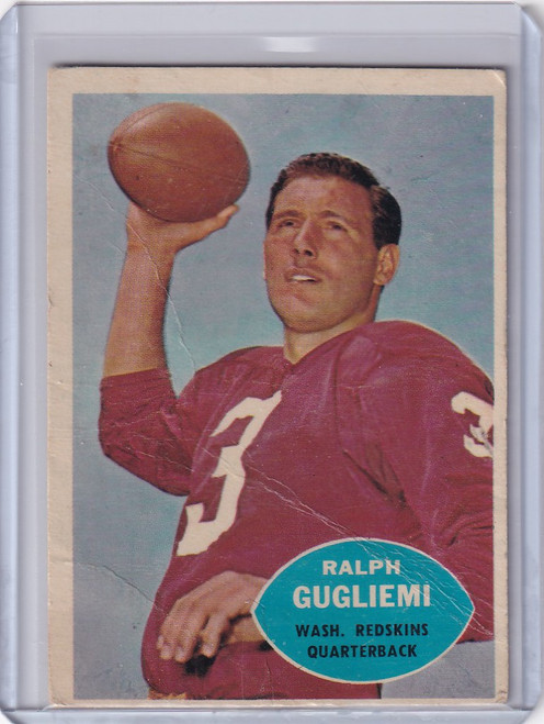 1960 Topps Football # 123 Ralph Guglielmi UER - Washington Redskins