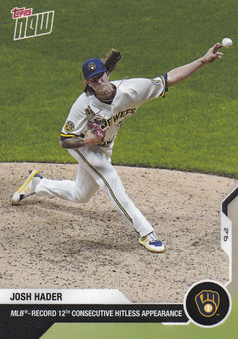 2020 TOPPS NOW #201 JOSH HADER MILWAUKEE BREWERS