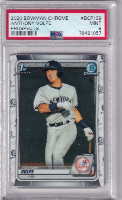 2020 Bowman Chrome Prospects BCP139 Anthony Volpe New York Yankees PSA 9