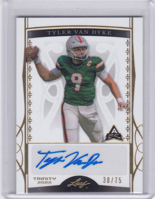 2022 Leaf Trinity #BA-TVD Tyler Van Dyke Miami Hurricanes AUTO RC 30/75