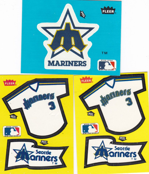 1985 Fleer Stickers Mariners Jersey/Pennant & Team Logo