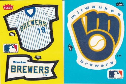 1985 Fleer Stickers Brewers Jersey/Pennant & Team Logo