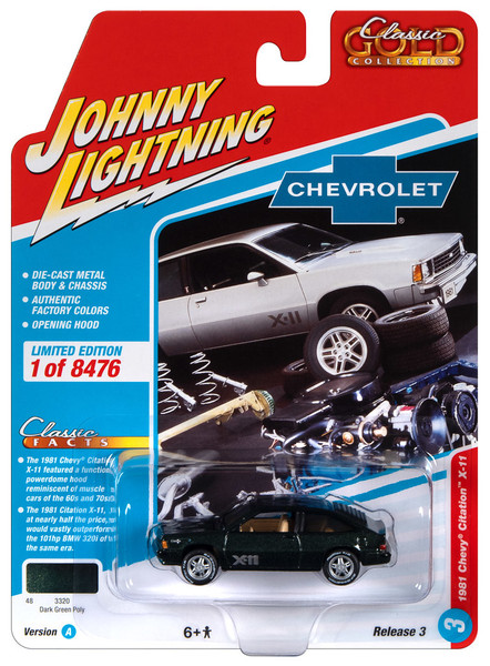 Johnny Lightning JLCG030 Classic Gold VER A 1981 Chevy Citation X-11 Green