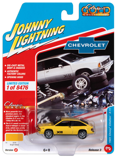 Johnny Lightning JLCG030 Classic Gold VER B 1981 Chevy Citation X-11 Yellow