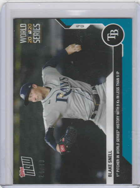 2020 Topps Now Parallel #452 BLAKE SNELL TAMPA BAY RAYS 24/49