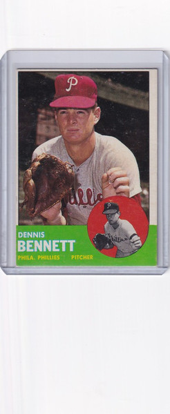 1963 Topps 56 Dennis Bennett - Philadelphia Phillies RC