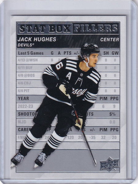 2023-24 Upper Deck Series 1 Stat Box Filler #SB-14 Jack Hughes New Jersey Devils