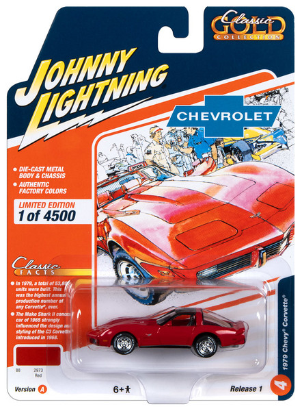 Johnny Lightning JLCG031 Classic Gold VER A 1979 Chevy Corvette Red