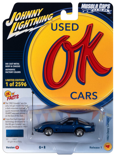 Johnny Lightning JLMC032 Muscle Car VER B 1982 Chevy Corvette Blue