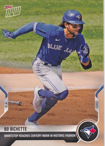 2021 TOPPS NOW #27 BO BICHETTE TORONTO BLUE JAYS REACHES CENTURY MARK