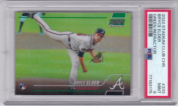 2022 Topps Stadium Club Chrome #333 Bryce Elder RC Green Refractor 46/99 PSA 9