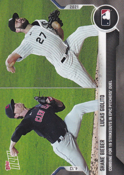 2021 TOPPS NOW #72 SHANE BEIBER LUCAS GIOLITO EPIC PITCHERS DUAL 19 STRIKE OUTS