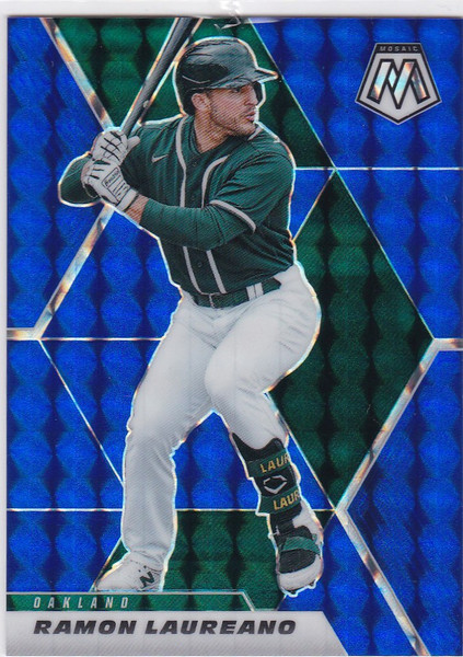 2021 Panini Mosaic #134 Ramon Laureano Blue Prizm 59/99 Oakland Athletics