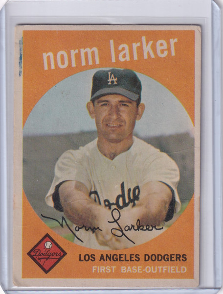 1959 Topps Baseball #107 Norm Larker - Los Angeles Dodgers RC