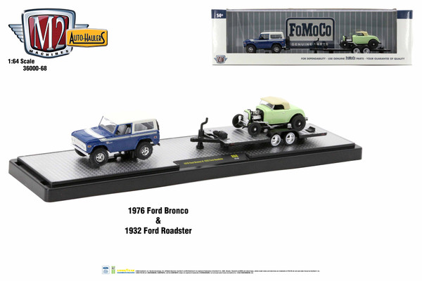 M2 Machines Auto Hauler 68 1976 Ford Bronco and 1932 Ford Roadster