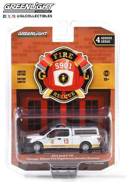 Greenlight 1:64 Fire Rescue 5901 2016 Ford F-150 Chicago IL Fire Dept Aviation