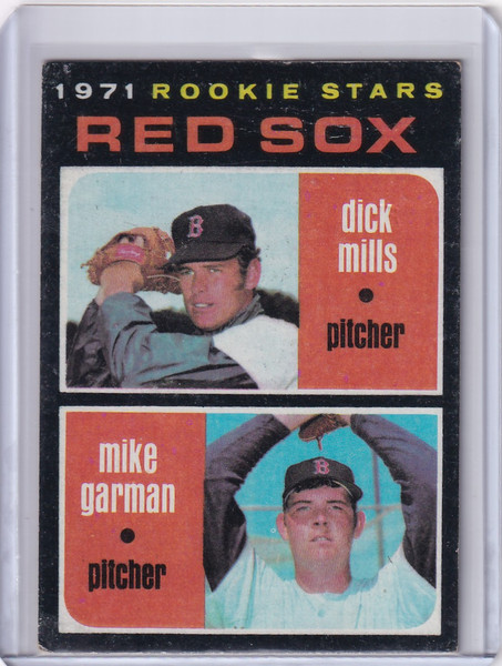 1971 Topps Baseball #512 Red Sox Rookies - Dick Mills / Mike Garman RC