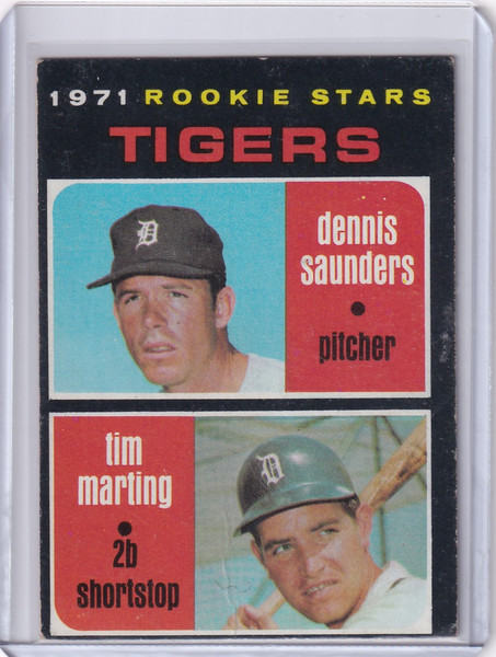 1971 Topps Baseball #423 Tigers Rookies - Dennis Saunders / Tim Marting RC