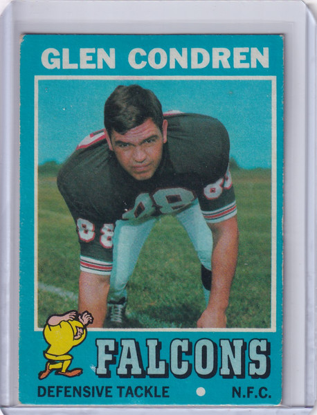 1971 Topps Football #122 Glen Condren - Atlanta Falcons RC