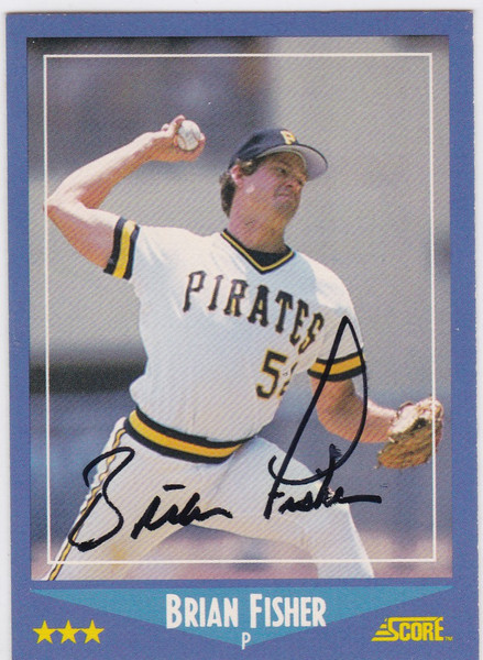 1988 Score #130 Brian Fisher Auto Pittsburgh Pirates