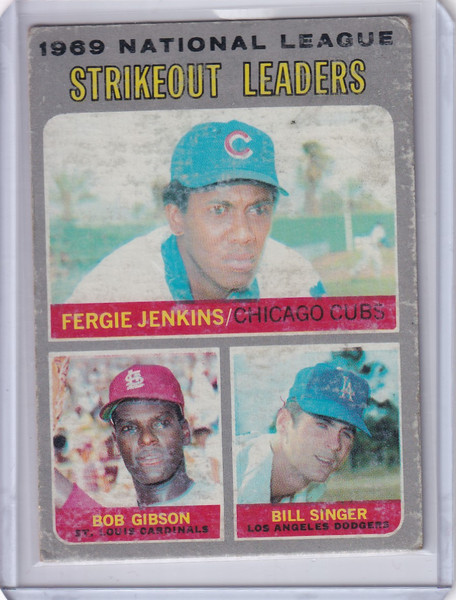 1970 Topps Baseball #71 NL 1969 Strikeout Leaders - Jenkins / Gibson / Singer