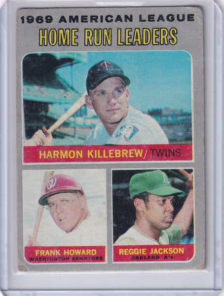1970 Topps Baseball #66 AL 1969 Home Run Leaders - Killebrew / Howard / Jackson