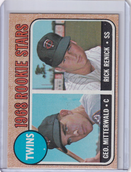 1968 Topps Baseball #301 Twins Rookies - George Mitterwald / Rick Renick RC