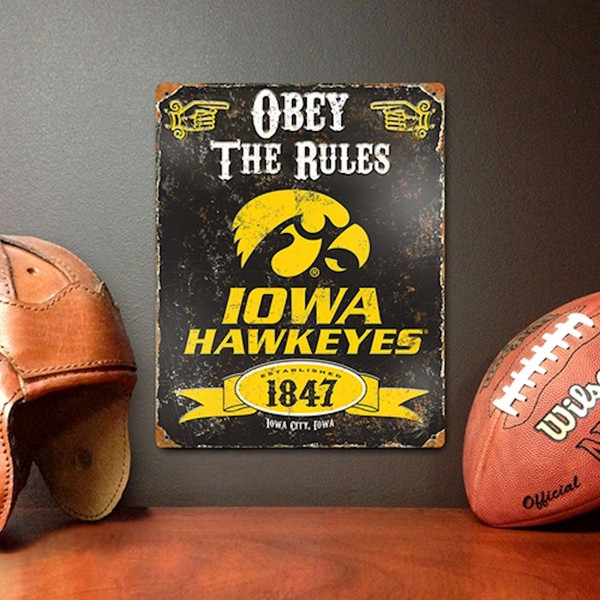 Iowa Hawkeyes Embossed Metal Vintage Sign