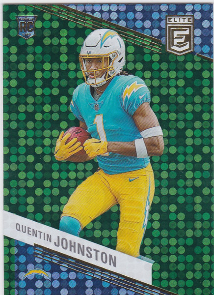 2023 Donruss Elite #176 Quentin Johnston Green Disco RC Chargers