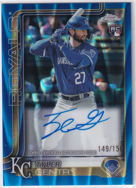 2025 Topps Chrome Blue Wave Auto RATGE 149/150 Tyler Gentry - Kansas City Royals
