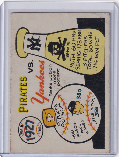 1968 Fleer World Series #24 1927 World Series – New York vs Pittsburgh Babe Ruth