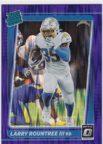 2021 Donruss Optic #256 Larry Rountree III Purple Shock RC Rated Rookie Chargers