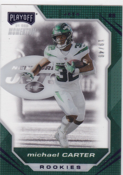 2021 Panini Playoff #PMR-28 Michael Carter Clear Rookies 19/49 Jets
