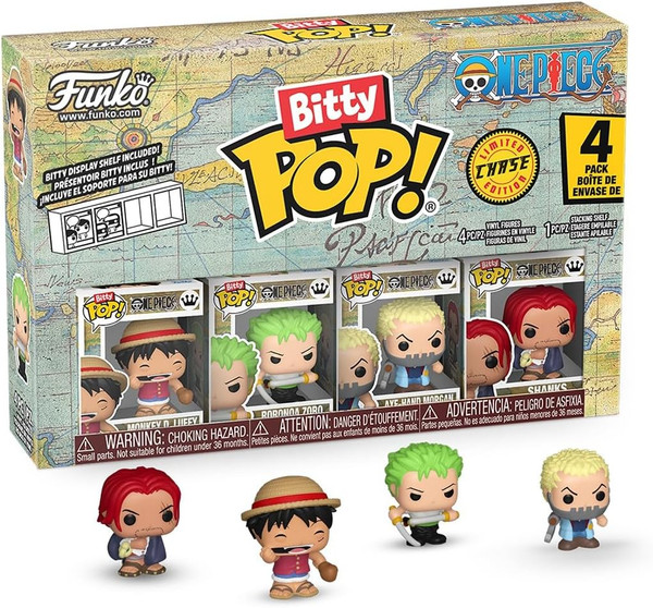 Funko Bitty POP! One Piece Luffy, Roronoa Zoro, Axe Morgan  a random chase 4 Pk Funko Bitty POP! One Piece Luffy, Roronoa Zoro, Axe Morgan  a random chase 4 Pk