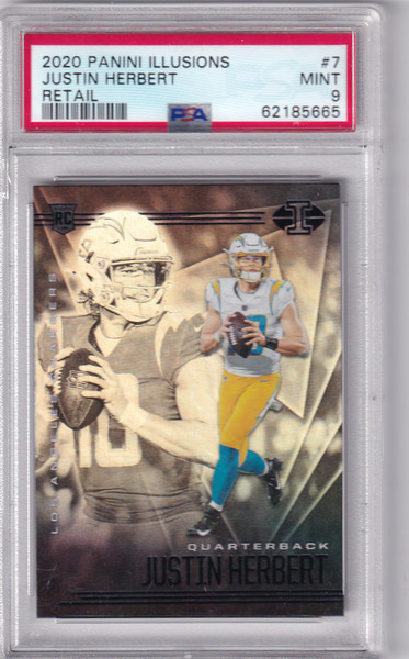 2020 Panini Illusions PSA 9 #7 Justin Herbert - Los Angeles Chargers