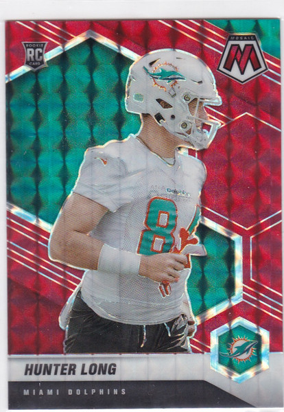 2021 Panini Mosaic #384 Hunter Long Red Prizm Miami Dolphins