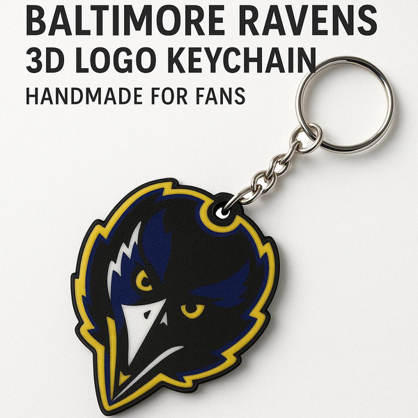 Baltimore Ravens Face Keychain – Fan Gift, Stocking Stuffer