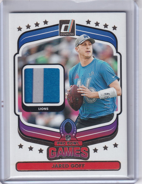 2025 Panini Donruss Patch 71/99 #PBM-JGF Jared Goff - Detroit Lions