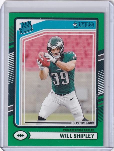2024 Panini Donruss Green Press Proof #312 Will Shipley - Philadelphia Eagles