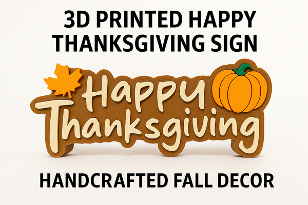 Happy Thanksgiving” Sign – Handcrafted Fall Decor with Pumpkin & Maple Leaf
