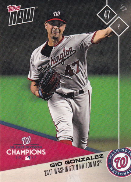 2017 TOPPS NOW POST SEASON GIO GONZALEZ #PS-9 WASHINGTION NATIONALS