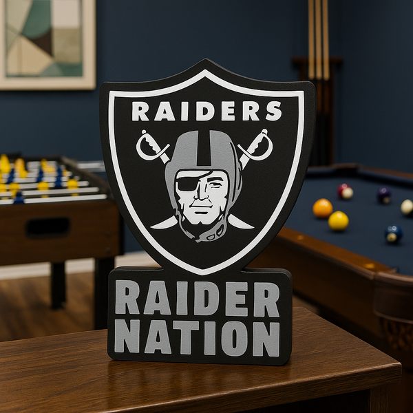 Las Vegas Raiders Nation 3D Printed Logo Sign – Fan Wall Decor, Desk Display