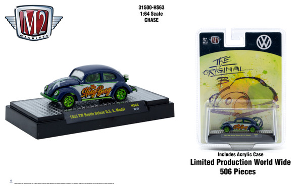 M2 Machines 1:64 1953 VW Beetle Deluxe USA Model The Original B Rel HS63 CHASE