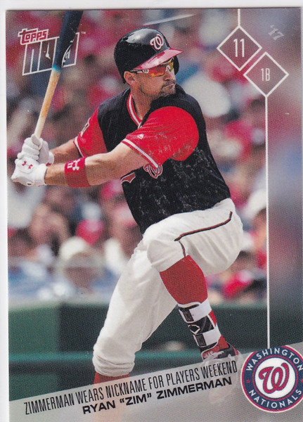 2017 TOPPS NOW #PW-146 RYAN "ZIM" ZIMMERMAN- WASHINGTON NATIONALS