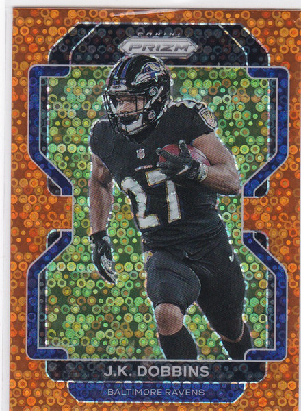 2021 Panini Prizm #283 JK Dobbins Orange Disco Prizm  Baltimore Ravens