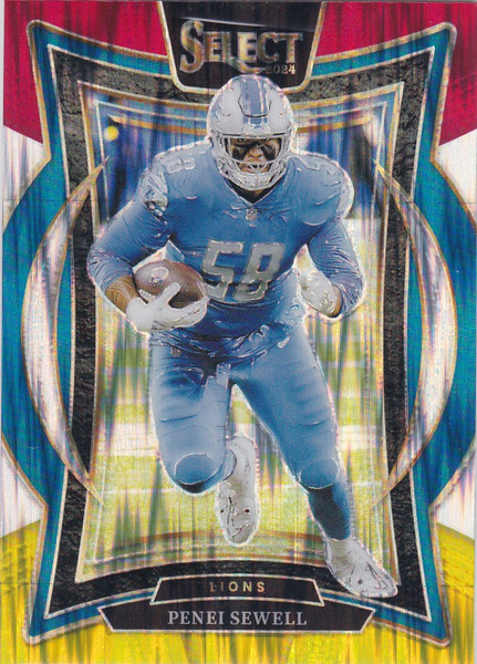 2024 Panini Select Red and Yellow Shock #87 Penei Sewell Detroit Lions